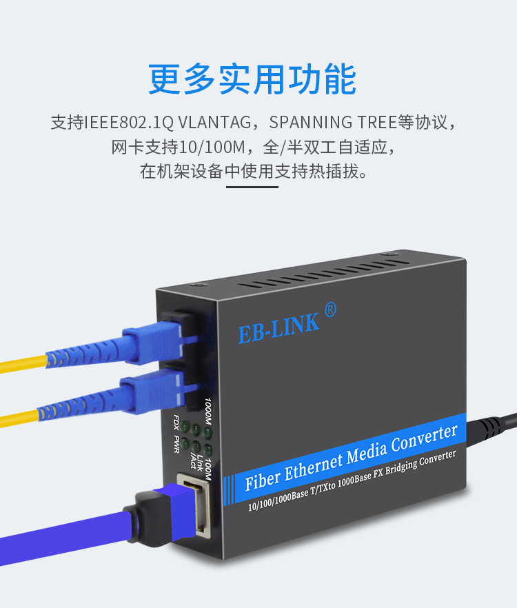 Gigabit single-mode dual-fiber one-optical four-electrical fiber optic transceiver