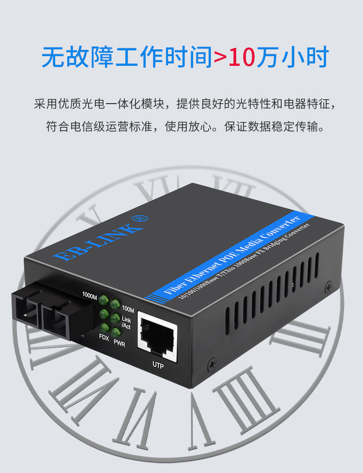 Gigabit single mode dual fiber 1 optical 1 electrical POE fiber optic transceiver