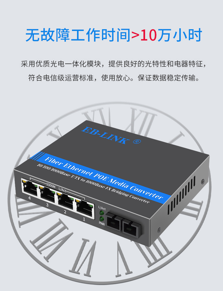 Gigabit single mode single fiber 1 optical 1 electrical + 1 optical 4 electrical POE fiber optic transceiver