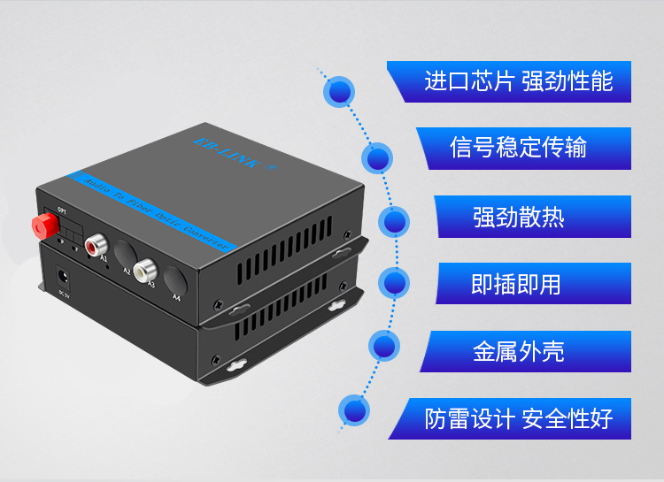1-way two-way audio optical transceiver