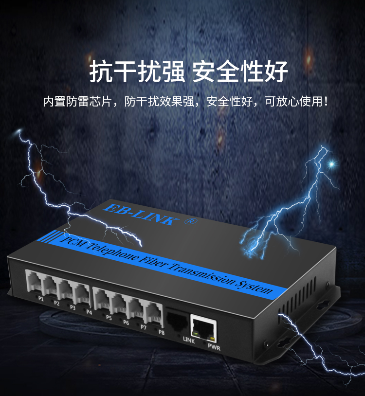 8-way telephone + 1-way Internet phone optical transceiver