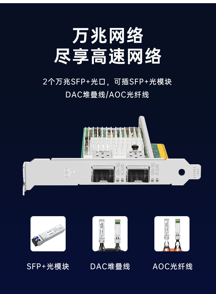 PCI-EX8 10 Gigabit dual optical port network card (Intel 82599 chip)