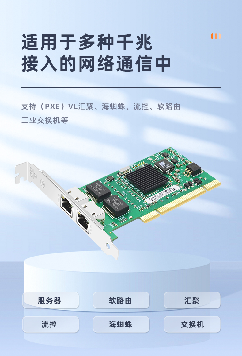 PCI Gigabit dual electrical port network card (Intel 82546 chip)