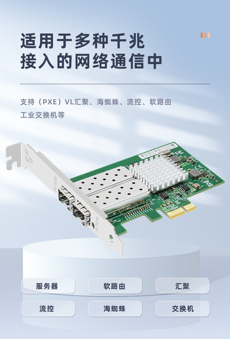 PCI-EX1 Gigabit dual optical port network card (Intel 82576 chip)