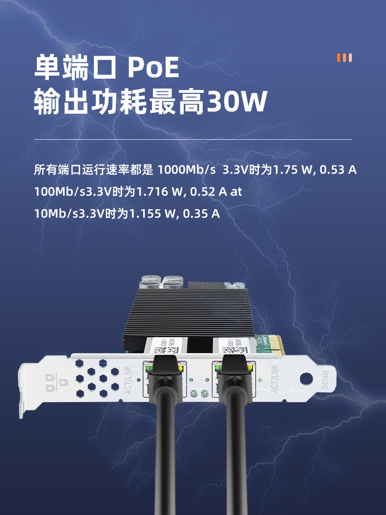 PCI-EX4 Gigabit dual electrical port POE network card (Intel Intel 82576 chip)