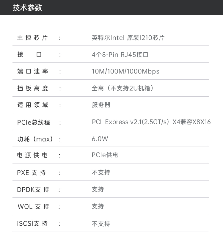 PCI-EX4 Gigabit four electrical port network card (Intel I211 chip)