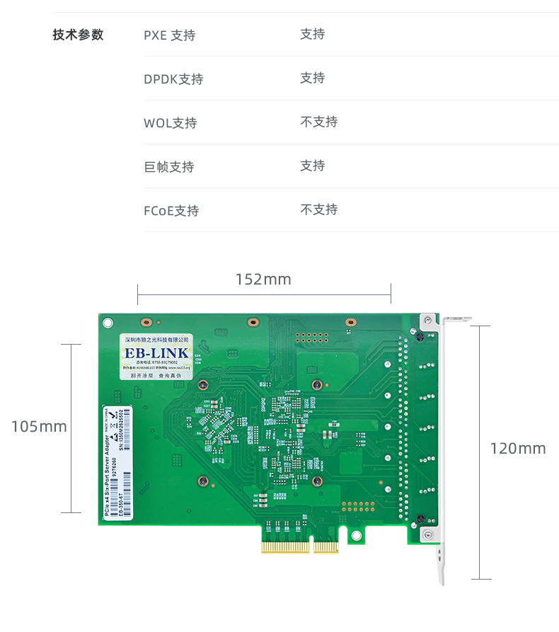 PCI-EX4 Gigabit six electrical port network card (Intel Intel I350 chip)