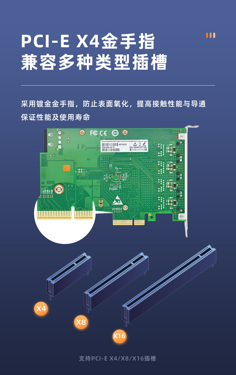 PCI-EX4 Gigabit four electrical port POE network card (Intel Intel I350 chip)