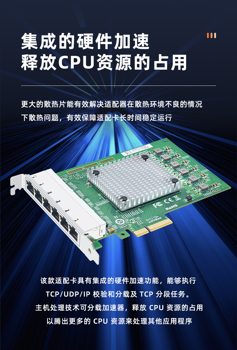 PCI-EX4 Gigabit six electrical port network card (domestic WX1860-T6 chip)