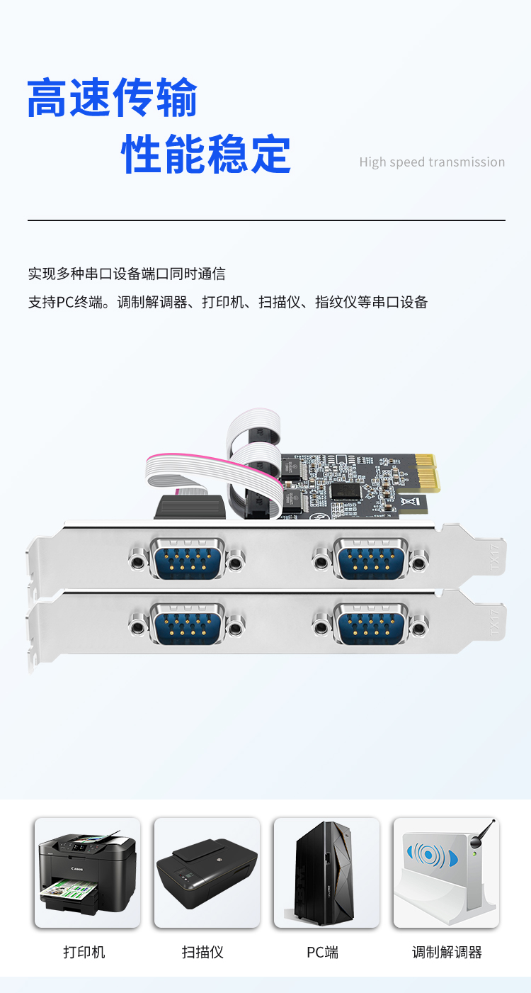 PCI-E to 4 serial port card