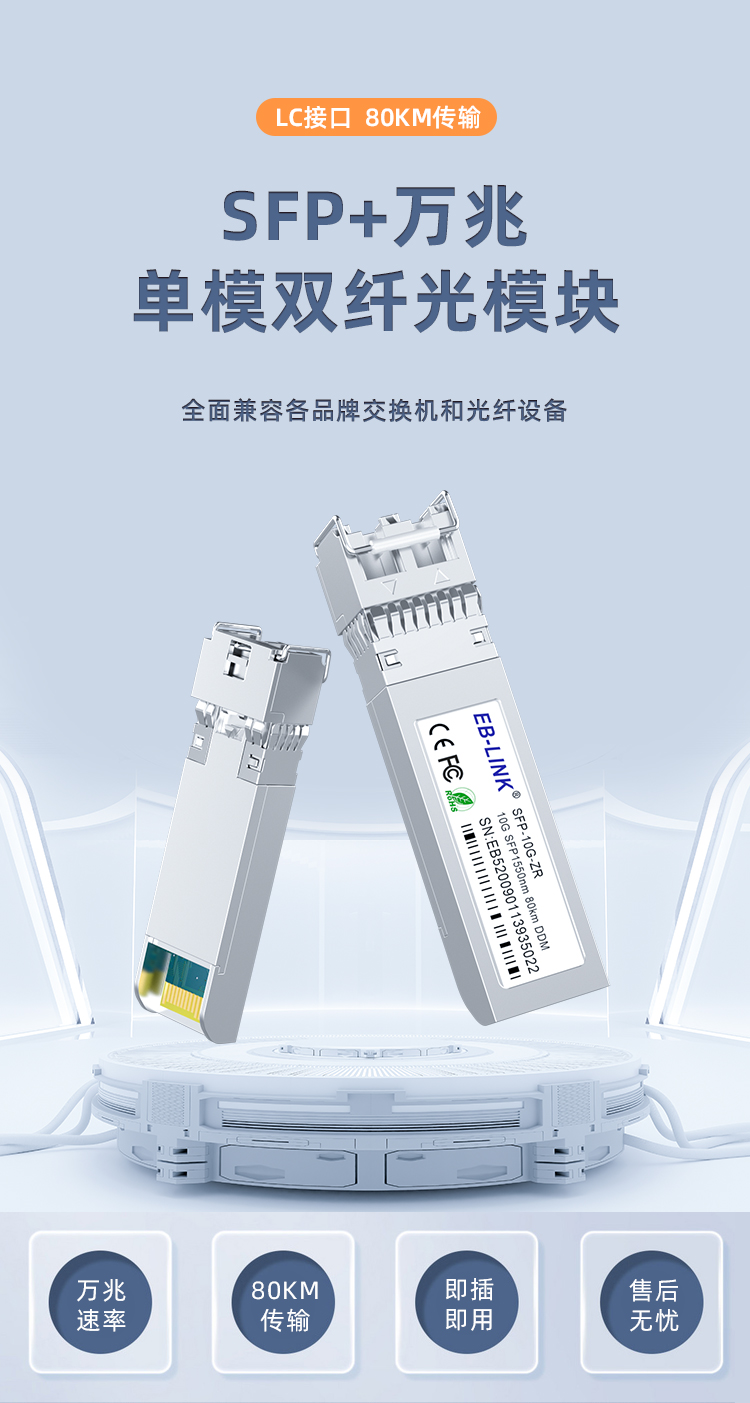 SFP+ 10G single-mode dual-fiber 80km optical module