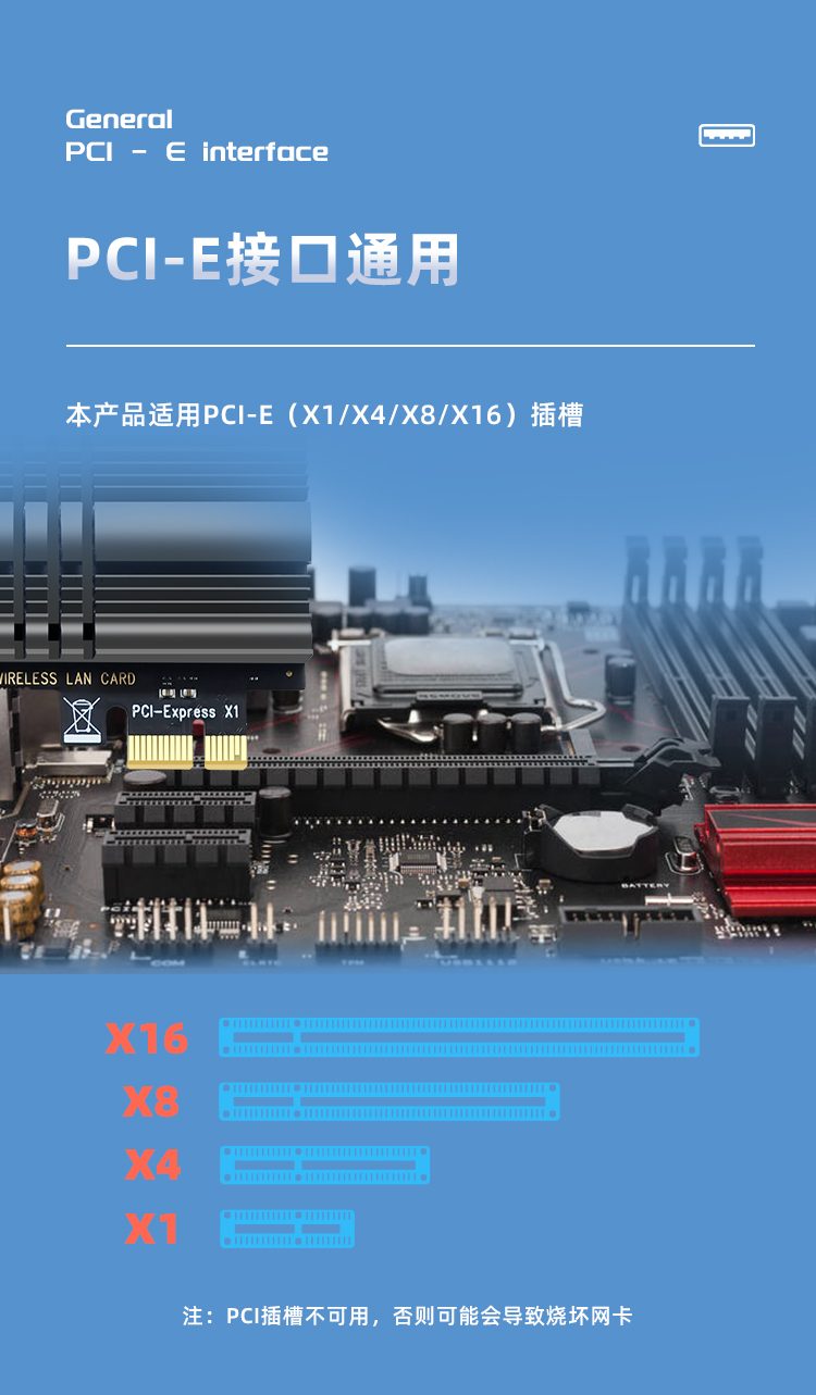 PCI-E wireless network card (7265 chip)