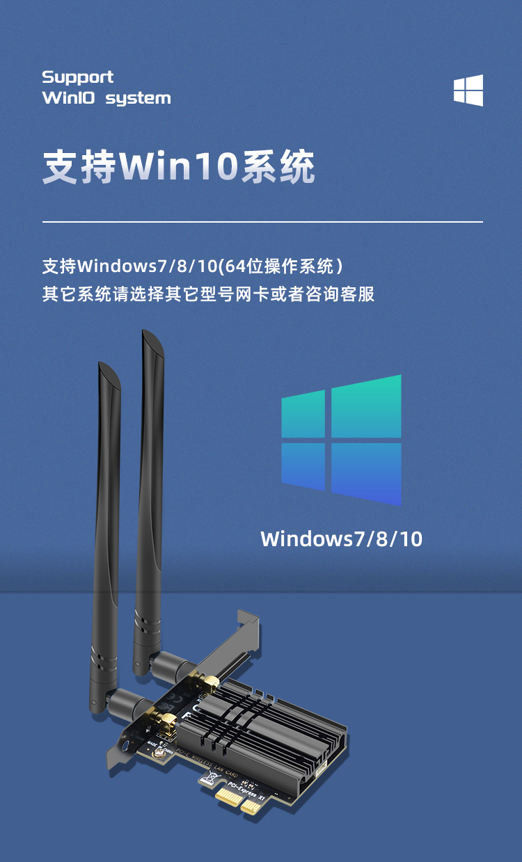 PCI-E wireless network card (7265 chip)