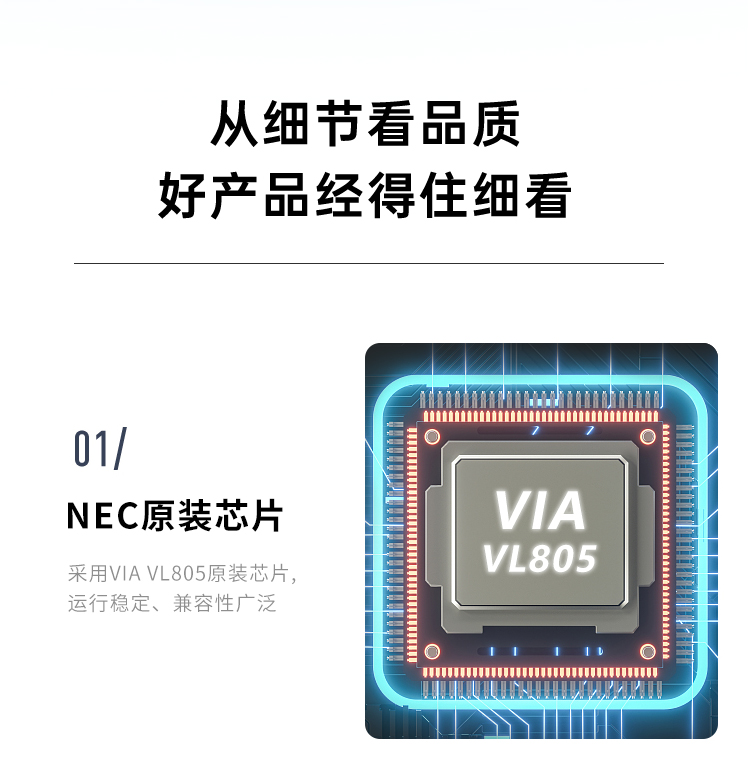 PCIE to 4-port USB3.0 expansion card, rear 2 ports + front 19PIN interface (2A power-free small chassis)