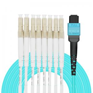 MPO-LC multimode 8-core fiber optic patch cord
