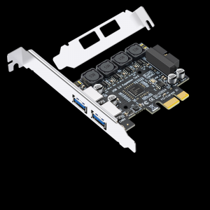 PCI-E to 4-port USB3.0 expansion card, rear 2 ports + front 19PIN interface (8A power-free small chassis)