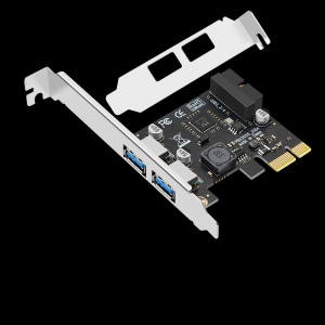 PCIE to 4-port USB3.0 expansion card, rear 2 ports + front 19PIN interface (2A power-free small chassis)