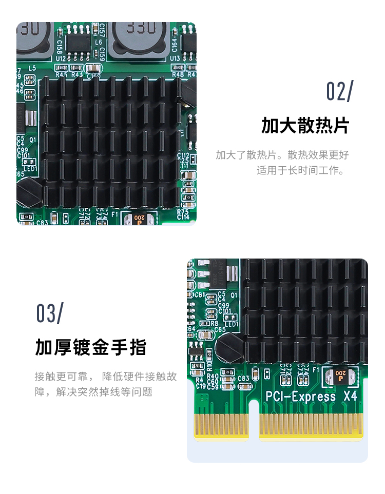 PCI-E X4 to 4-port USB3.0 expansion card (built-in 2 ports + rear 2 ports) independent dual channel