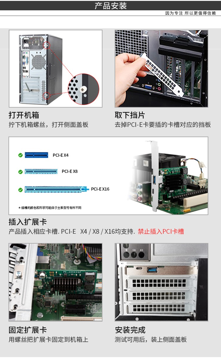 PCI-E X4 to 4-port USB3.0 expansion card (built-in 2 ports + rear 2 ports) independent dual channel