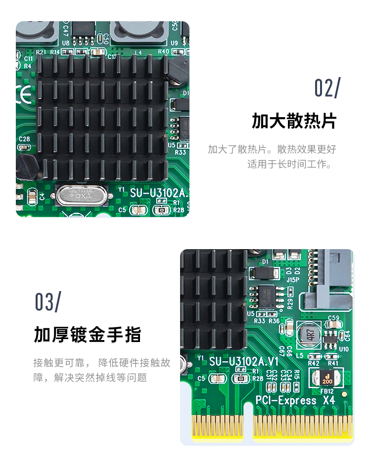 PCI-E 2-port USB3.1 expansion card (4A power-free)