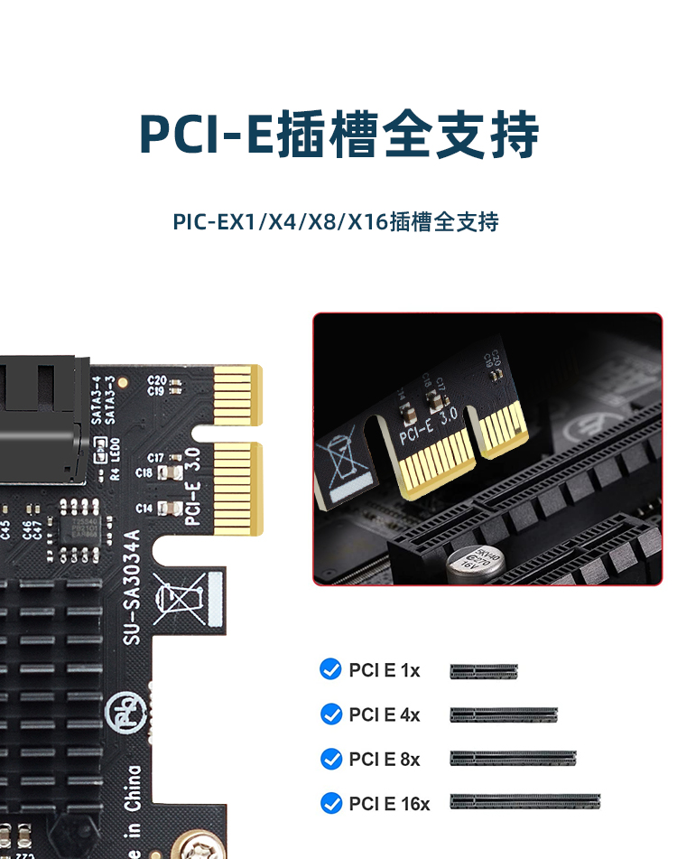 PCI-E to SATA3.0 four-port expansion card