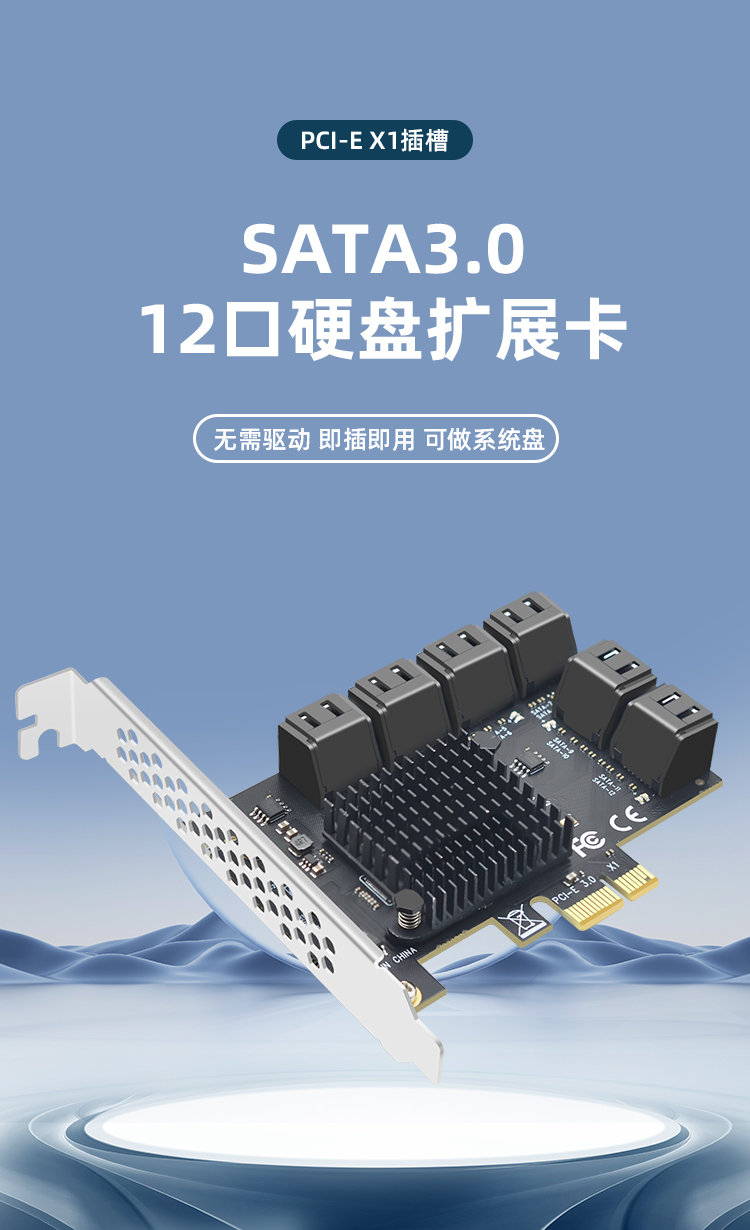 PCI-E to SATA3.0 (12-port expansion card)