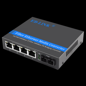 Gigabit single-mode dual-fiber one-optical four-electrical fiber optic transceiver