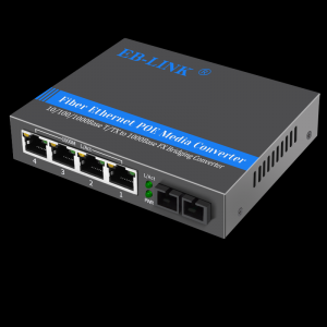 Gigabit single mode dual fiber 1 optical 4 electrical POE fiber optic transceiver