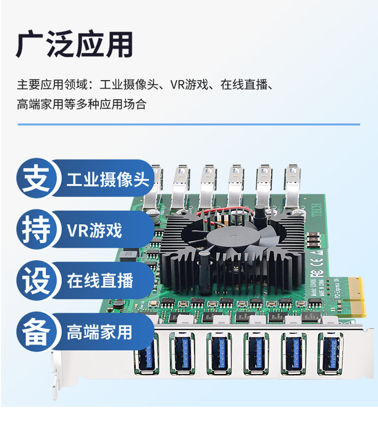 PCI-E X4 to 12-port USB3.0 expansion card (rear 6 ports + built-in 6 ports) independent six channels