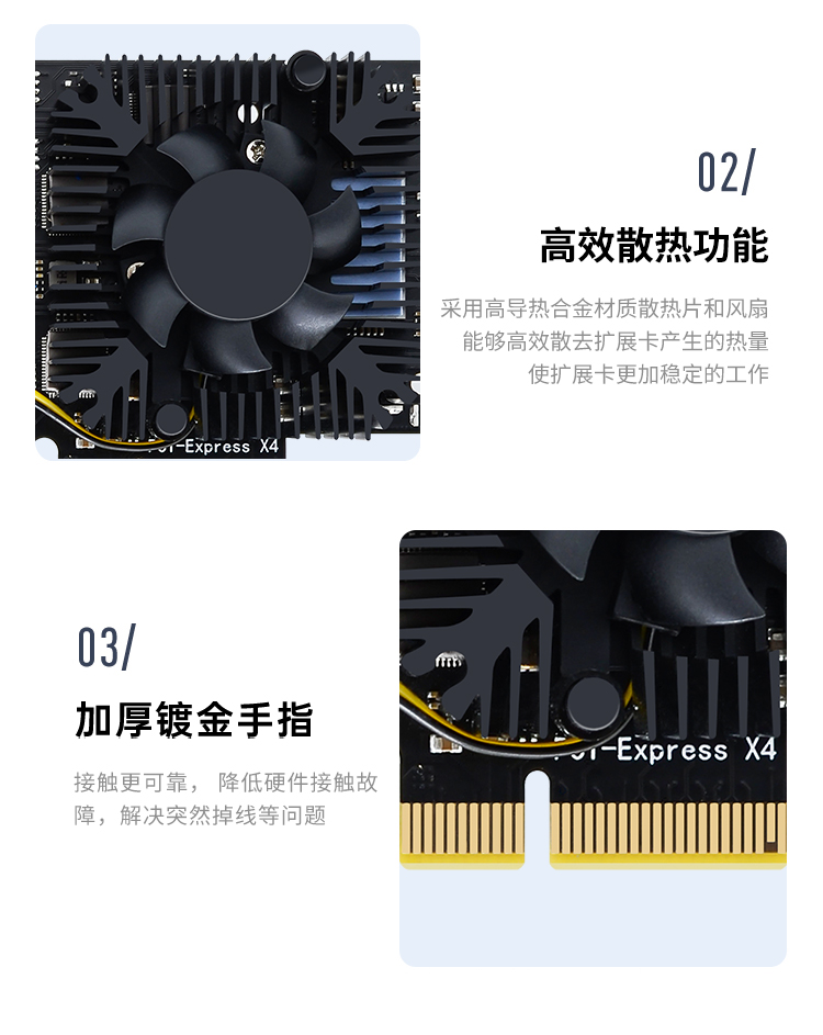 PCIE X4 to 8-port USB3.0 expansion card (inner 4 ports + rear 4 ports) independent four-channel bus 32G
