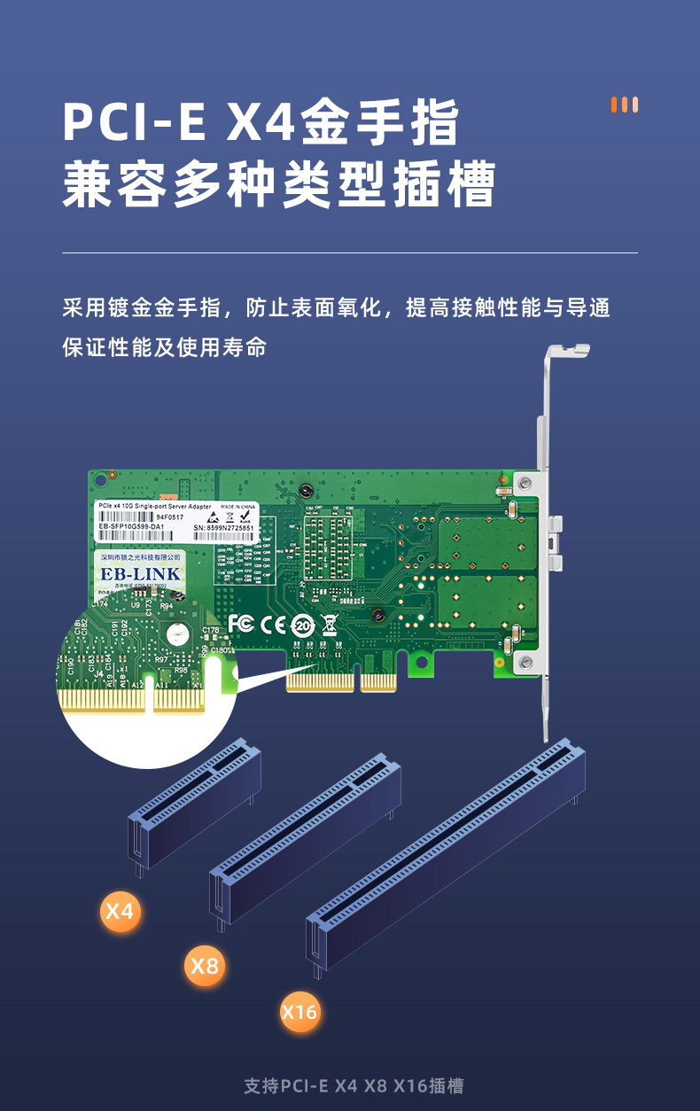 PCI-E X4 82599 Gigabit single optical port network card (new model)