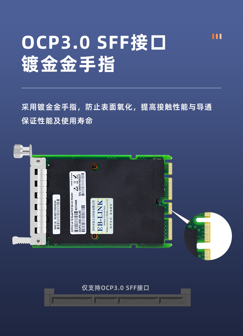 OCP3.0 Gigabit four electrical port network card (Intel I350 chip)