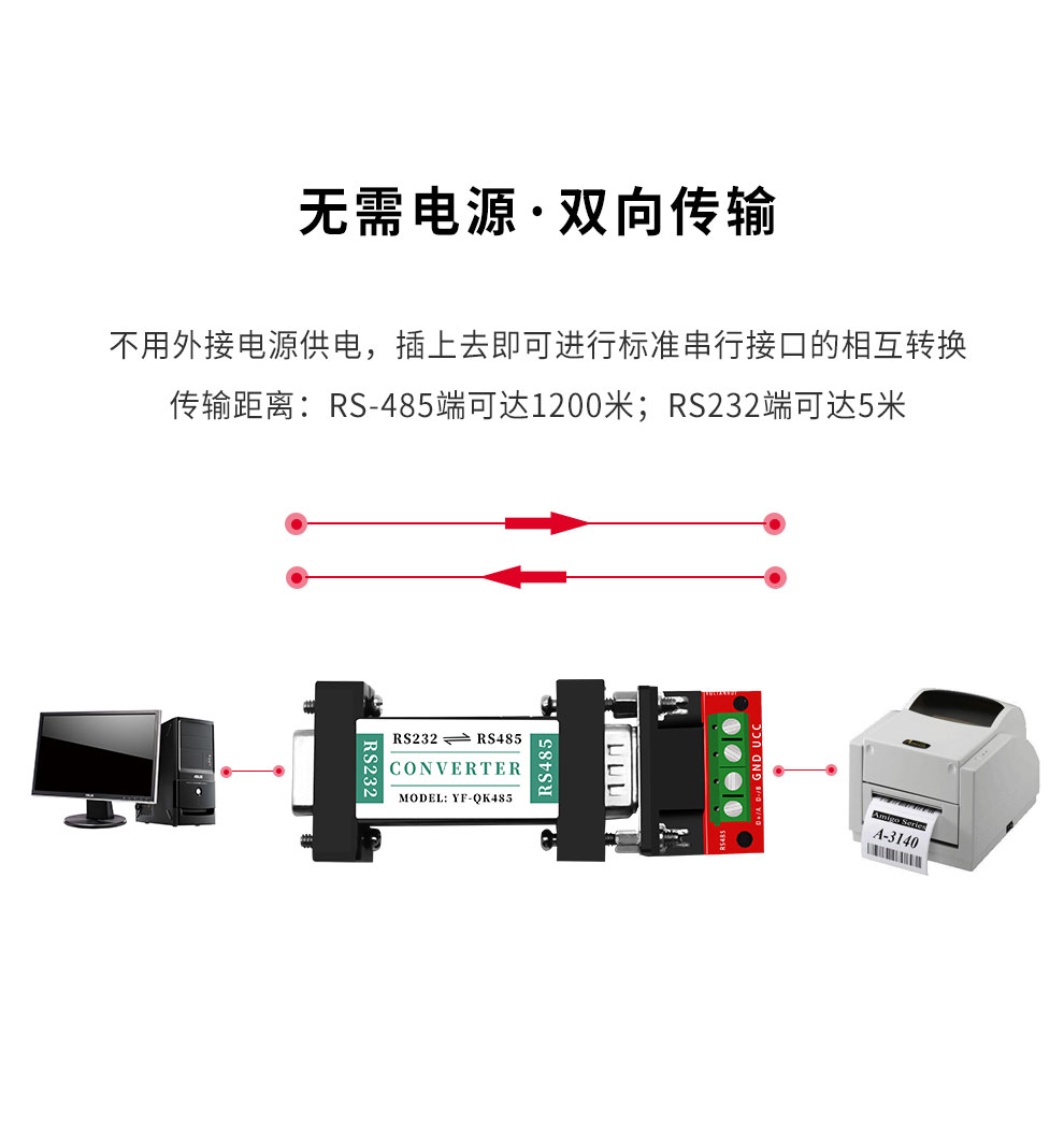 Passive 232 to 485 bidirectional converter