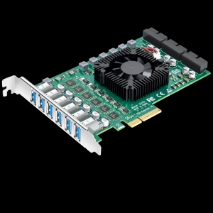 PCI-E X4 to 12-port USB3.0 expansion card (6 front ports + 6 rear ports) independent six channels