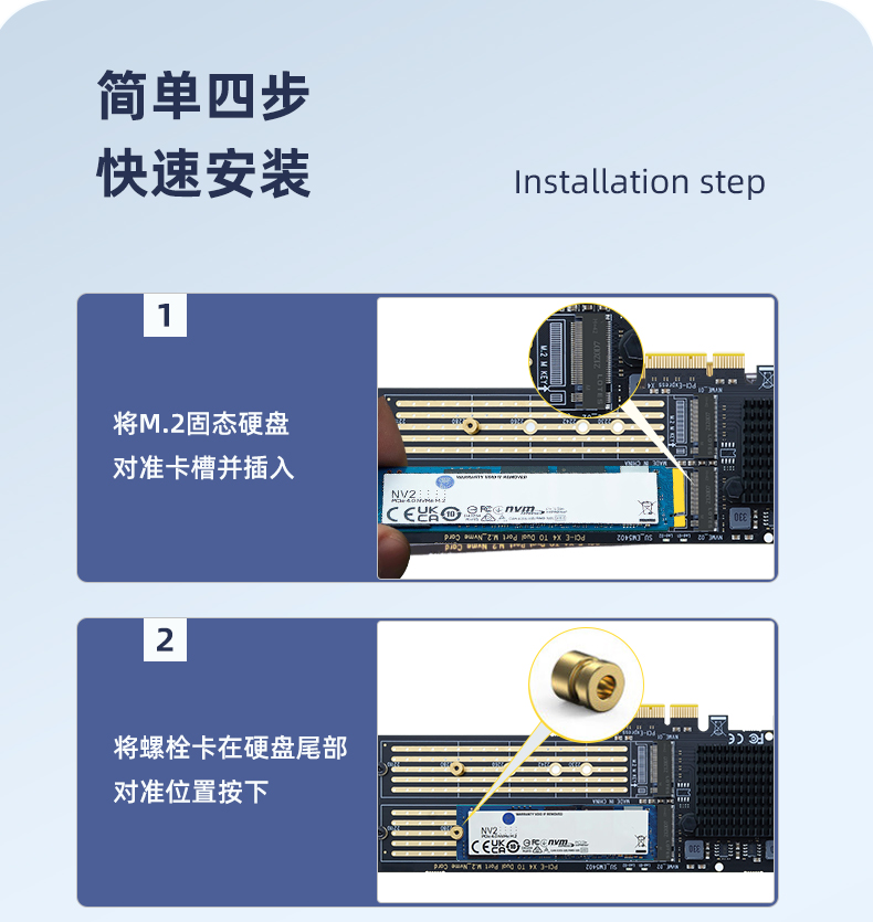 PCI-EX4 to M.2 dual-port expansion card (20G)