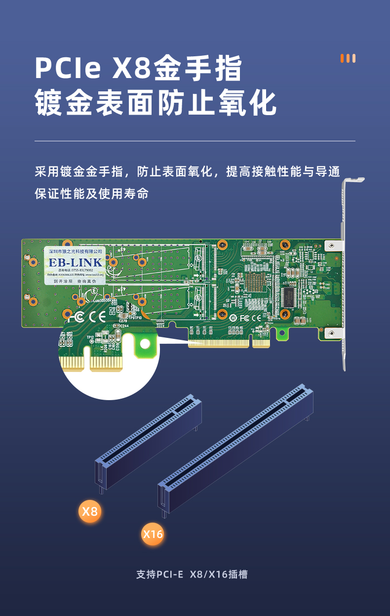 PCI-EX8 to M.2 dual-port expansion card (ultimate version)