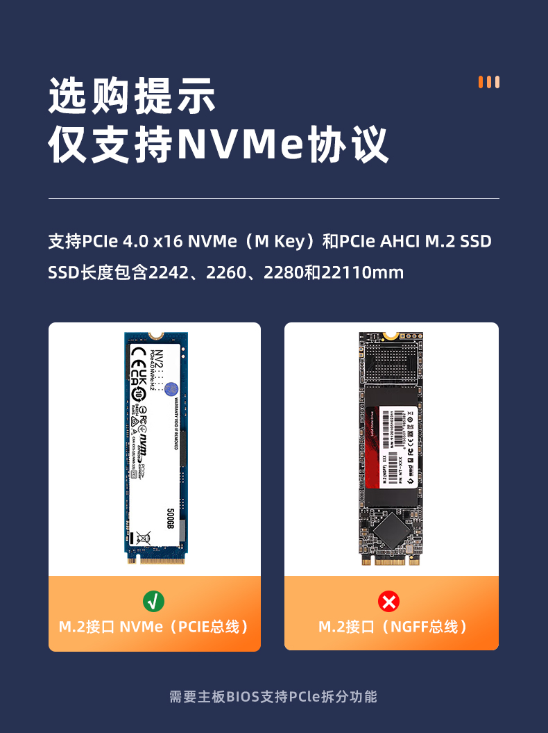 PCI-EX16 to M.2 four-port expansion card (double-sided version)
