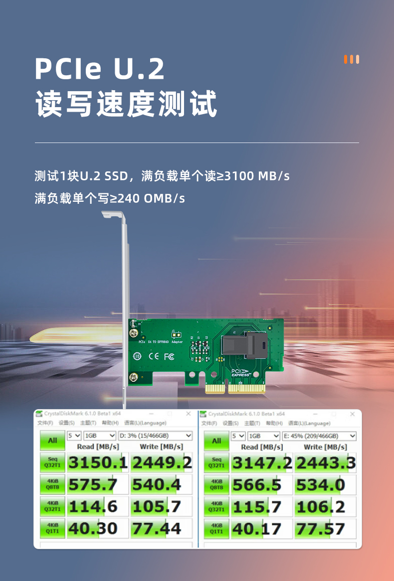 PCI-EX4 to 8643 expansion card (U.2 single port)